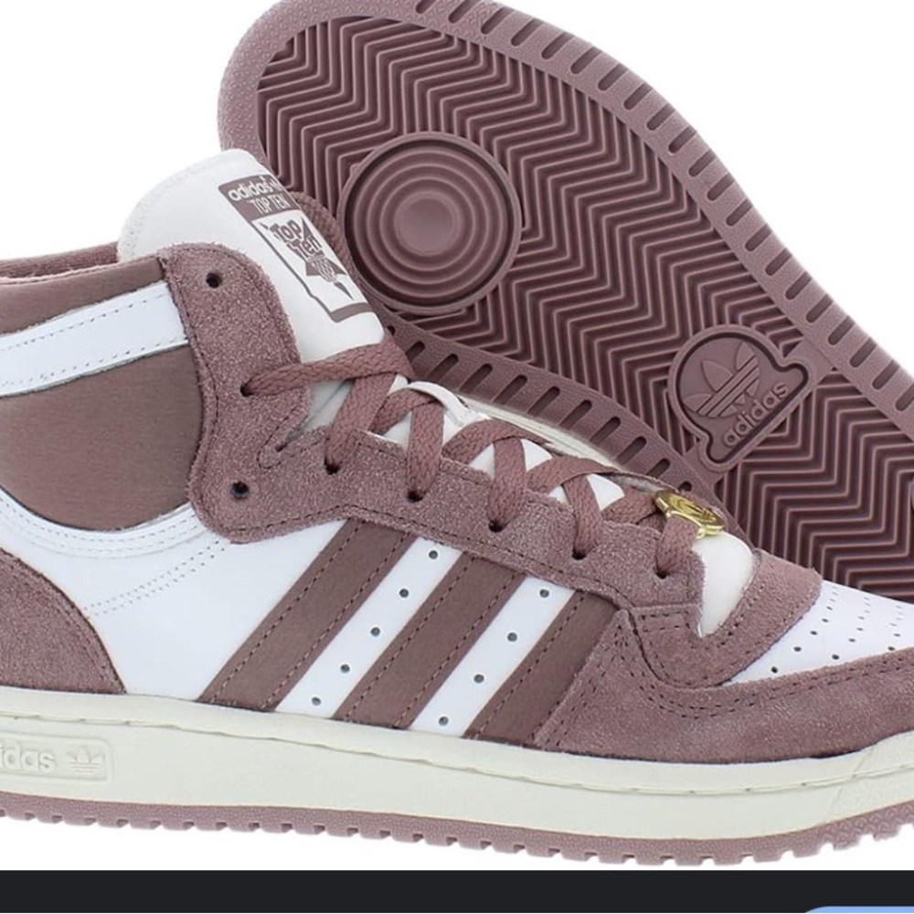 Adidas Blush Pink and White High-Top (Top Ten RB) Sneakers